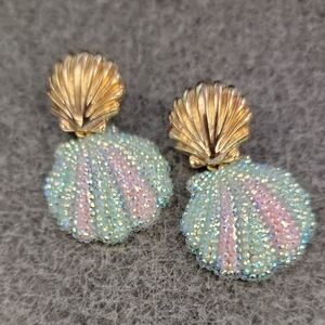 Fashion Jewelry Gold and Iridescent Earrings